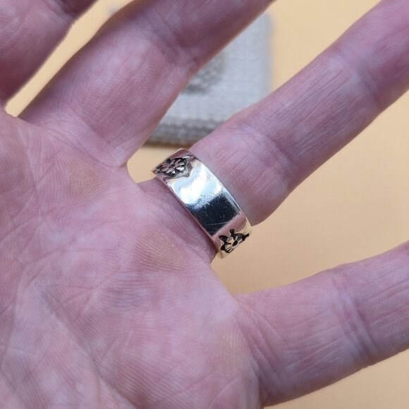 Size 7.25 Sterling Silver Cute Turtles Hefty Band Ring A5430 - Picture 5 of 9